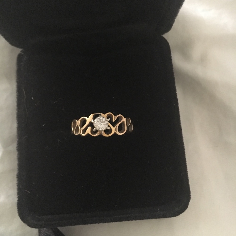 Vintage 14k rose gold solitaire diamond ring